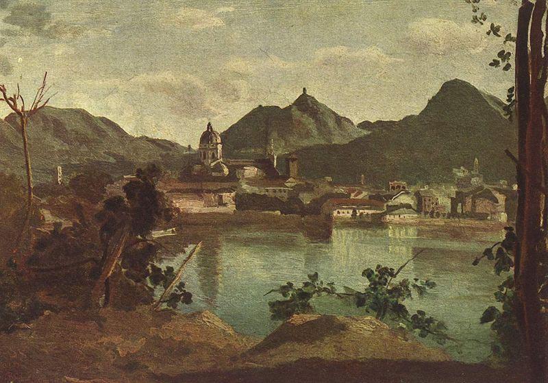 Jean-Baptiste Camille Corot Stadt und See von Como oil painting picture